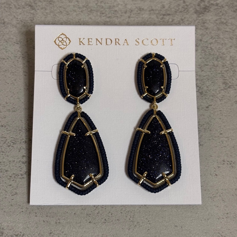 Kendra Scott Threaded Camry Statement Earrings in Blue Goldstone